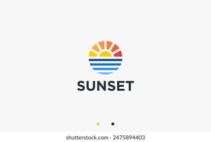 sunset logo design vector silhouette illustration