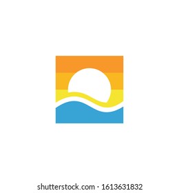 sunset logo design vector simple