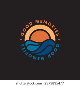 sunset logo, good memories on dusk design vector
