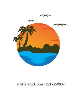 Sunset logo icon design symbol vector illustration