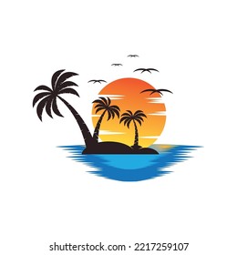 Sunset logo icon design symbol vector illustration
