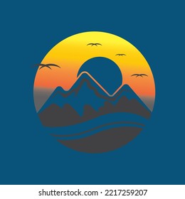 Sunset logo icon design symbol vector illustration