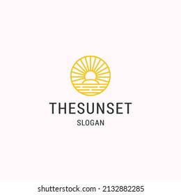 The sunset logo icon flat design template
