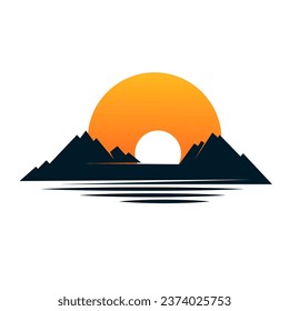 sunset-Logo Symbol, Vektorgrafik, Clip Art einzeln auf weißem Hintergrund