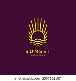 Sunset Logo Icon Vector. Sunshine With Yellow Color