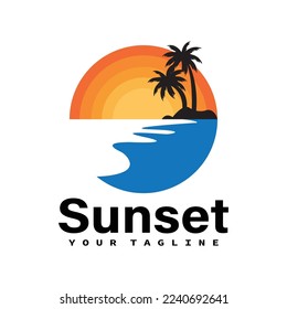 Sunset logo icon vector template.