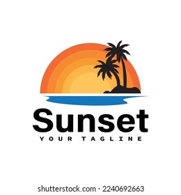 Sunset logo icon vector template.