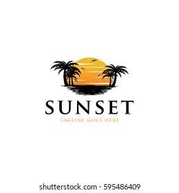 sunset  logo icon vector template