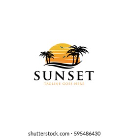 sunset  logo icon vector template