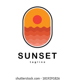 Sunset logo illustration. Exotic landscape. vector