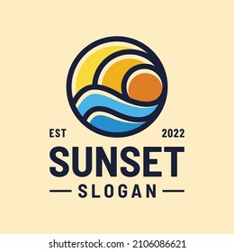 Sunset logo with modern line concept