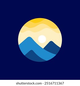 sunset logo with mountain logo design