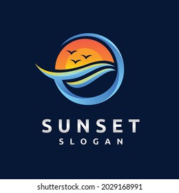 Sunset logo with ocean concept