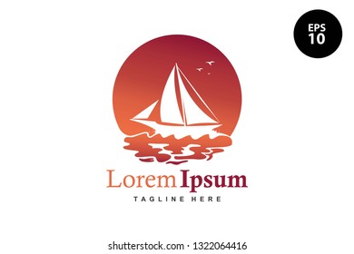 sunset logo on the sea