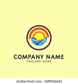 Sunset logo on the sea for your company