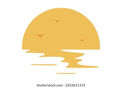 Logotipo Sunset. Pôr do sol no fundo branco. Vetor.