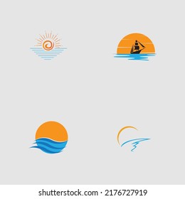sunset logo set  icon vector illustration design
