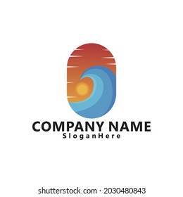 THE SUNSET LOGO SHOWING THE ROLL OF WAVES AND THE SUN FLASHING