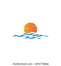 sunset logo template vector icon illustration design 