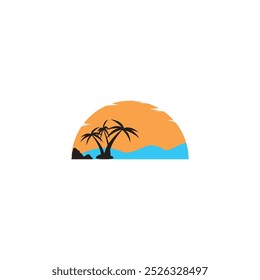 sunset logo template vector icon illustration design