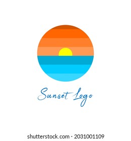 sunset logo. tourism beach logo beautiful nature logo