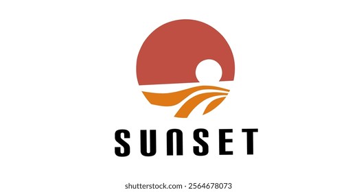 sunset logo vector, sunset logo design. Sunset flat logo.