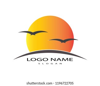 Sunset logo vector template 