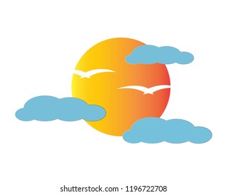 Sunset logo vector template 