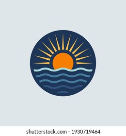 Sunset logo vector template. Eps 10. symbol for identity. Logotype illustration. Beach concept