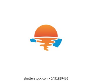 Sunset logo water sun vector 