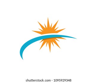 Sunset logo and wave beach logo