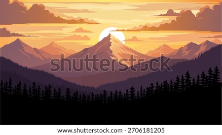 Sunset Majesty Over the Silent Mountains