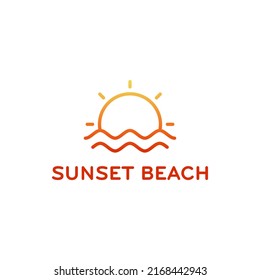 
sunset minimalist line art logo design