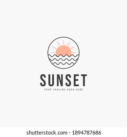 sunset minimalist logo vector illustration design