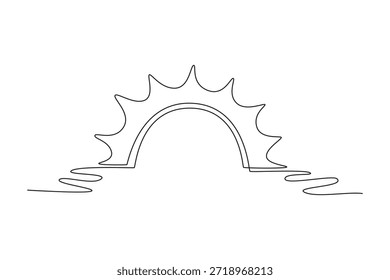sunset. Moon, Star, Sun and planet concept. Single line draw design. Vector graphic illustration