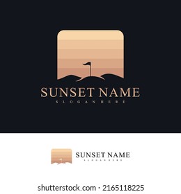 Sunset mount logo design vector template, Golf mount logo concepts illustration.