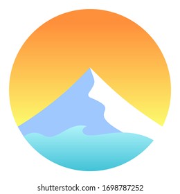 sunset with mountain badge design