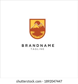 sunset with mountain color full design for branding 