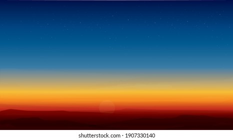 sunset mountain landscape background vector illustration