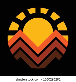 Sunset Mountain Line Graphic Illustration Vector Art T-shirt Design