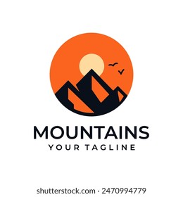 Sunset Mountain Logo Design - Logo Icon Vektorgrafik