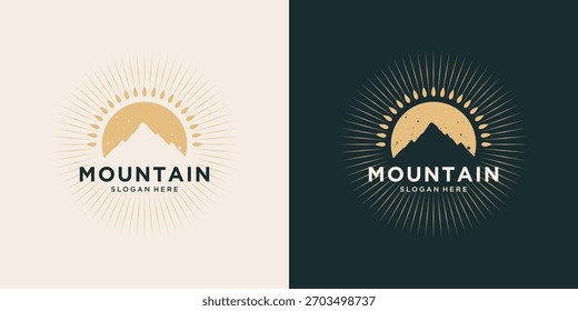 Sonnenuntergang Berg Logo Design Vintage
