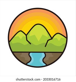 Sunset mountain logo for sale. Suit for your adventure and outdoor activity.