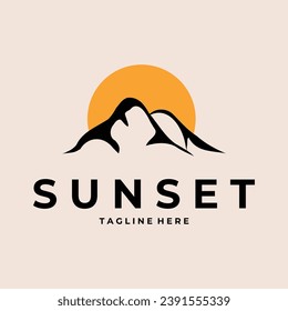 sunset mountain logo vector simple illustration template icon graphic design