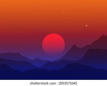 Sonnenuntergang auf minimalem Hintergrund