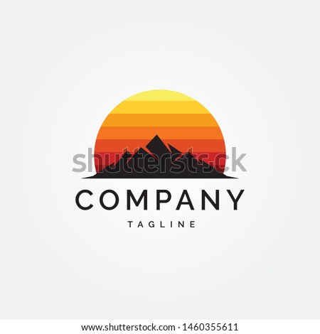 Sunset mountain movie vector logo template