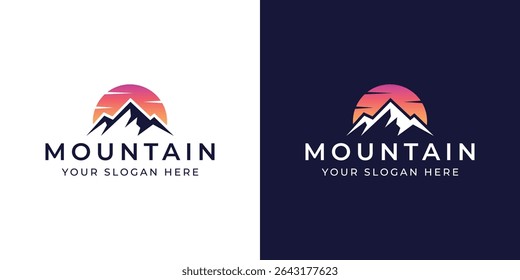sunset mountain vector logo design