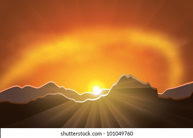 Sunset in the mountains