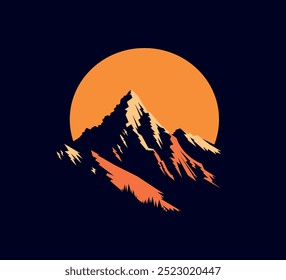 ilustração pôr do sol nas montanhas