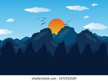 Sunset in the mountains landscape